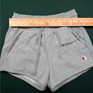 Champion Women's Light Gray Athletic Fleece Shorts with Logo